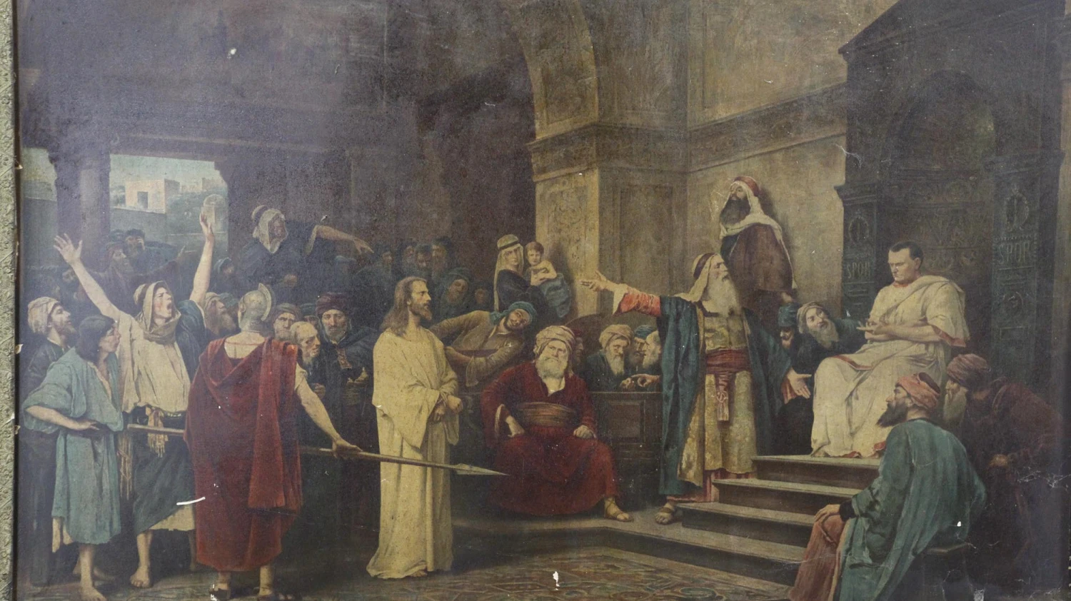 Antique Carved Wood Frame Religious Print 5 Antique Carved Wood Frame Religious Print - Image 3