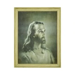 Pine Framed Canvas Painting Of Jesus