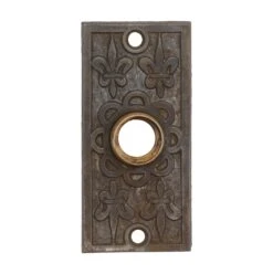 Antique Cast Iron Fluer De Lis Patterned Door Rosette