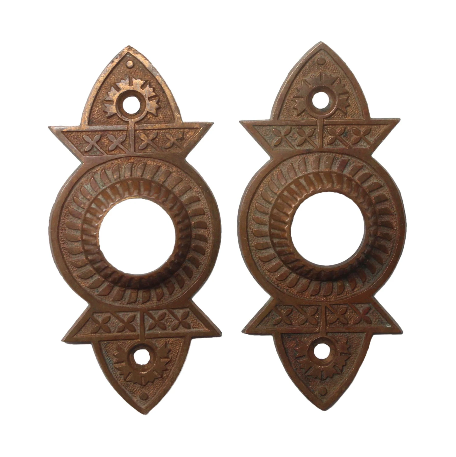 Antique Victorian Bronze Pair Of Rosettes 3 Antique Victorian Bronze Pair Of Rosettes