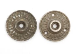 Pair Of Antique 2.125 In. Fluted Bronze Door Rosettes