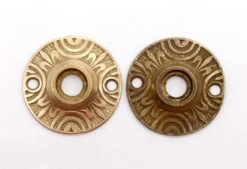 Pair Of Antique Fleur De Lis Bronze 1.875 In. Door Rosettes