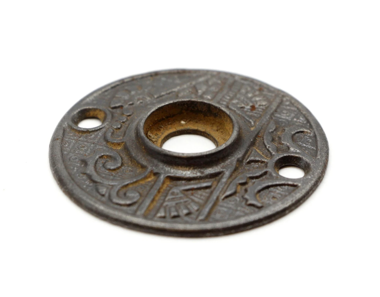 Antique 2.125 In. Aesthetic Cast Iron Door Rosette 4 Antique 2.125 In. Aesthetic Cast Iron Door Rosette - Image 2