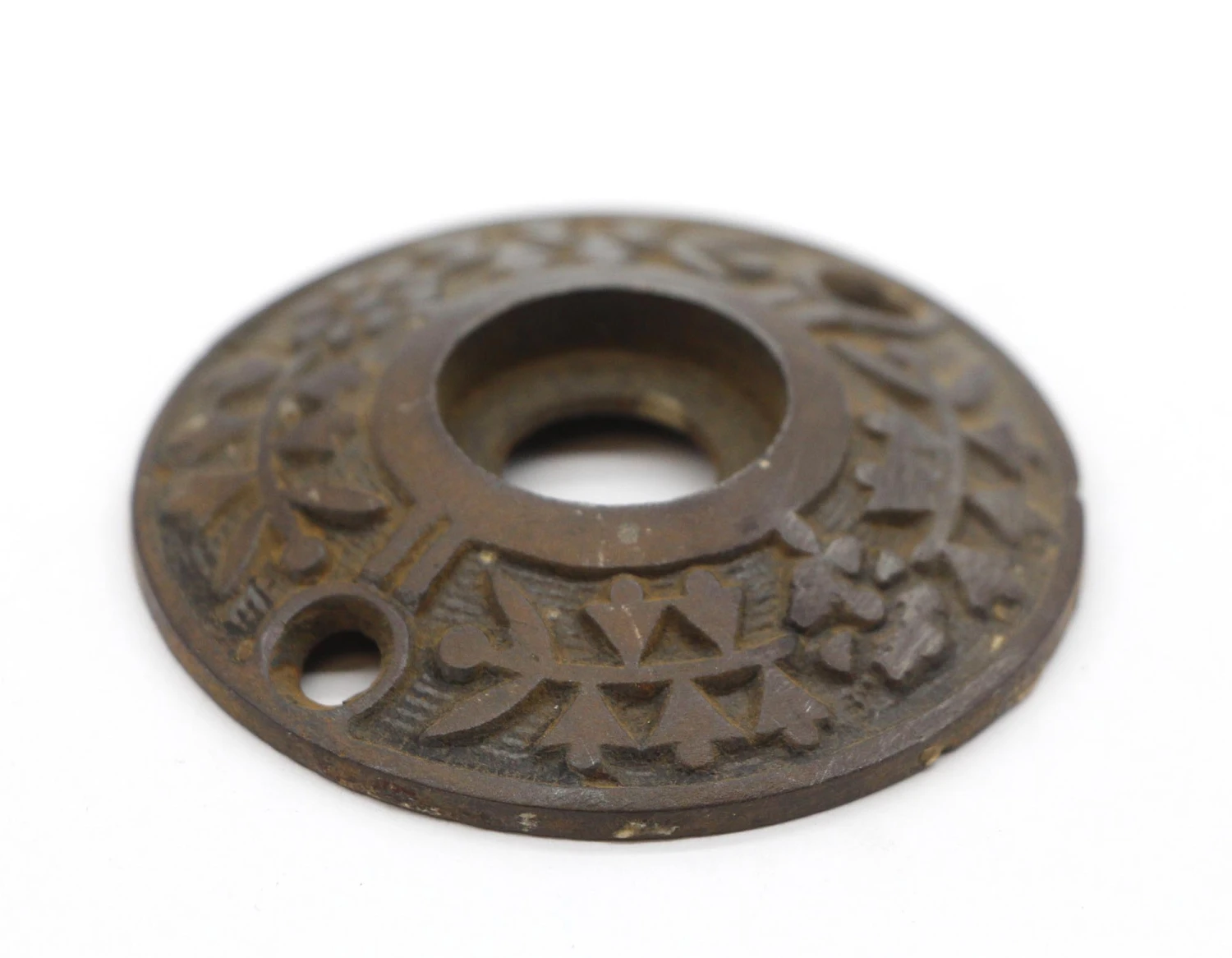 Antique 2 In. Cast Iron Floral Door Rosette 4 Antique 2 In. Cast Iron Floral Door Rosette - Image 2