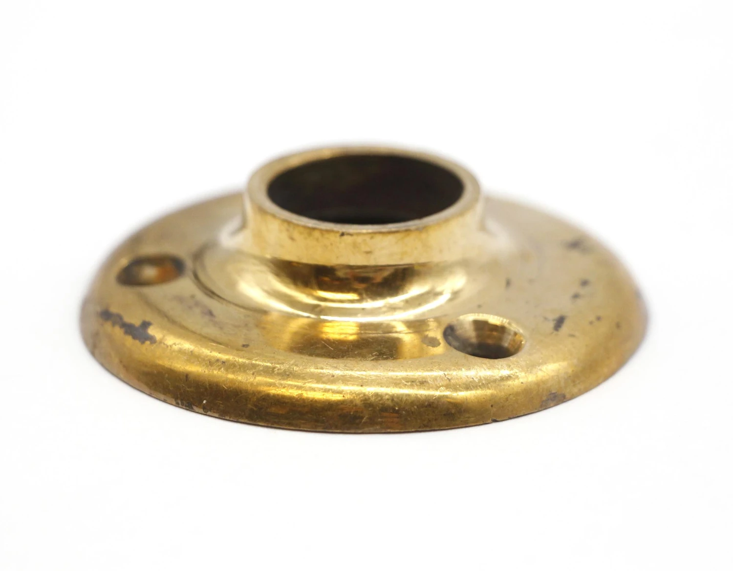 Vintage 2.125 In. Plain Round Polished Brass Door Rosette 4 Vintage 2.125 In. Plain Round Polished Brass Door Rosette - Image 2