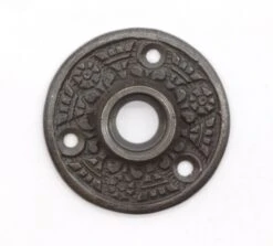 Victorian 2 In. Floral Black Cast Iron Door Rosette