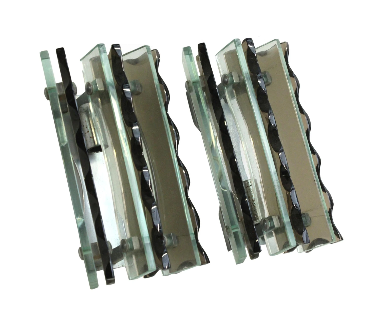 Pair Of Mid Century Glass Wall Sconces 4 Pair Of Mid Century Glass Wall Sconces - Image 2