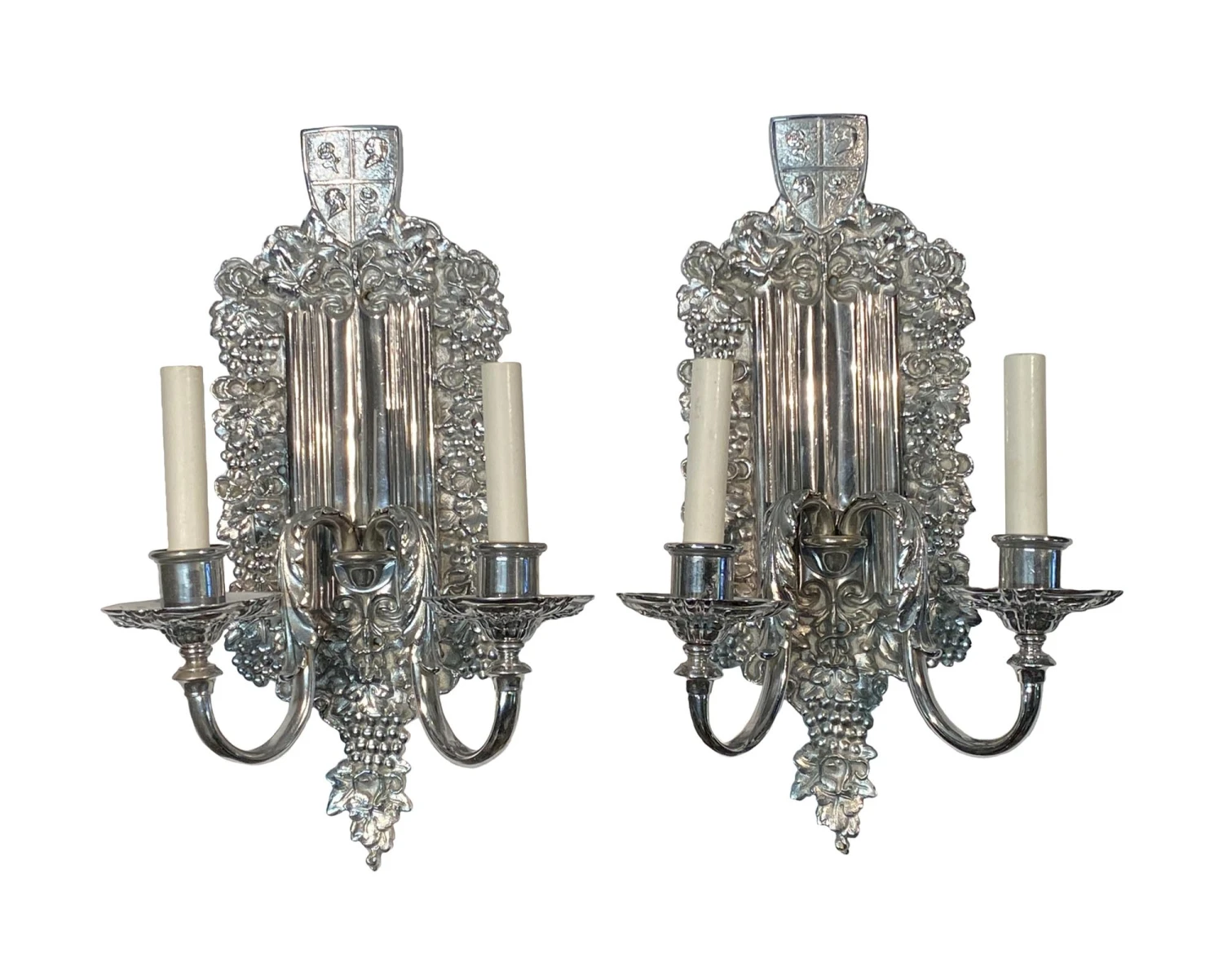 1900s Pair Of E.F Caldwell American Silvered Bronze Wall Sconces 3 1900s Pair Of E.F Caldwell American Silvered Bronze Wall Sconces