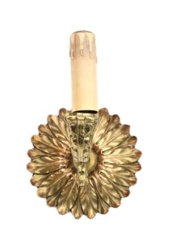 1920s Cast Brass Floral 1 Arm Wall Sconce