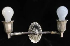 1920s Polished Nickel Two Arm Art Deco Wall Sconce