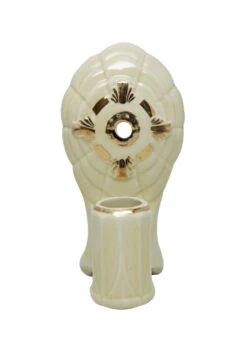 1930s Porcelain Ivory Traditional Wall Sconce With Gold Detail
