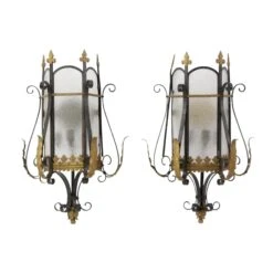 1940s Pair Of Gothic Wrought Iron Interior Wall Sconces