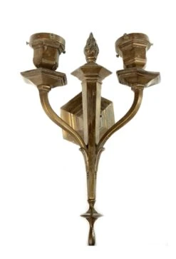Antique 2 Arm Bronze Regency Torch Wall Sconce