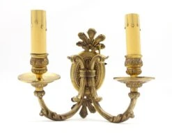 Antique 2 Arm French Cast Bronze Wall Sconce