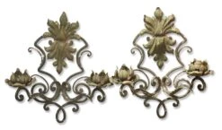 Antique French Wrought Iron 2 Arm Wall Sconces