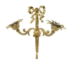 Antique Gilded French Brass 2 Arm Wall Sconce