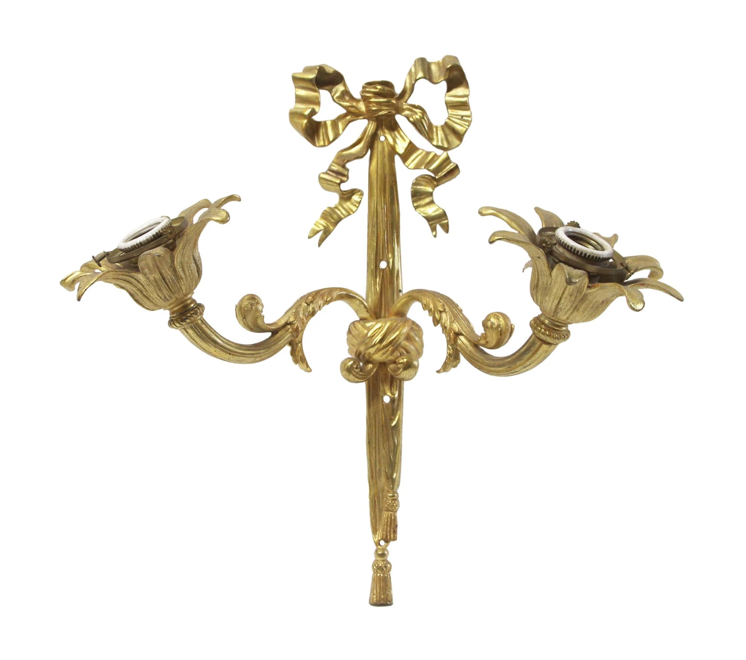 Antique Gilded French Brass 2 Arm Wall Sconce 3 Antique Gilded French Brass 2 Arm Wall Sconce