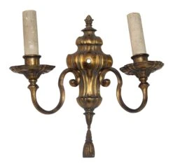 Antique Traditional Bronze 2 Arm Wall Sconce