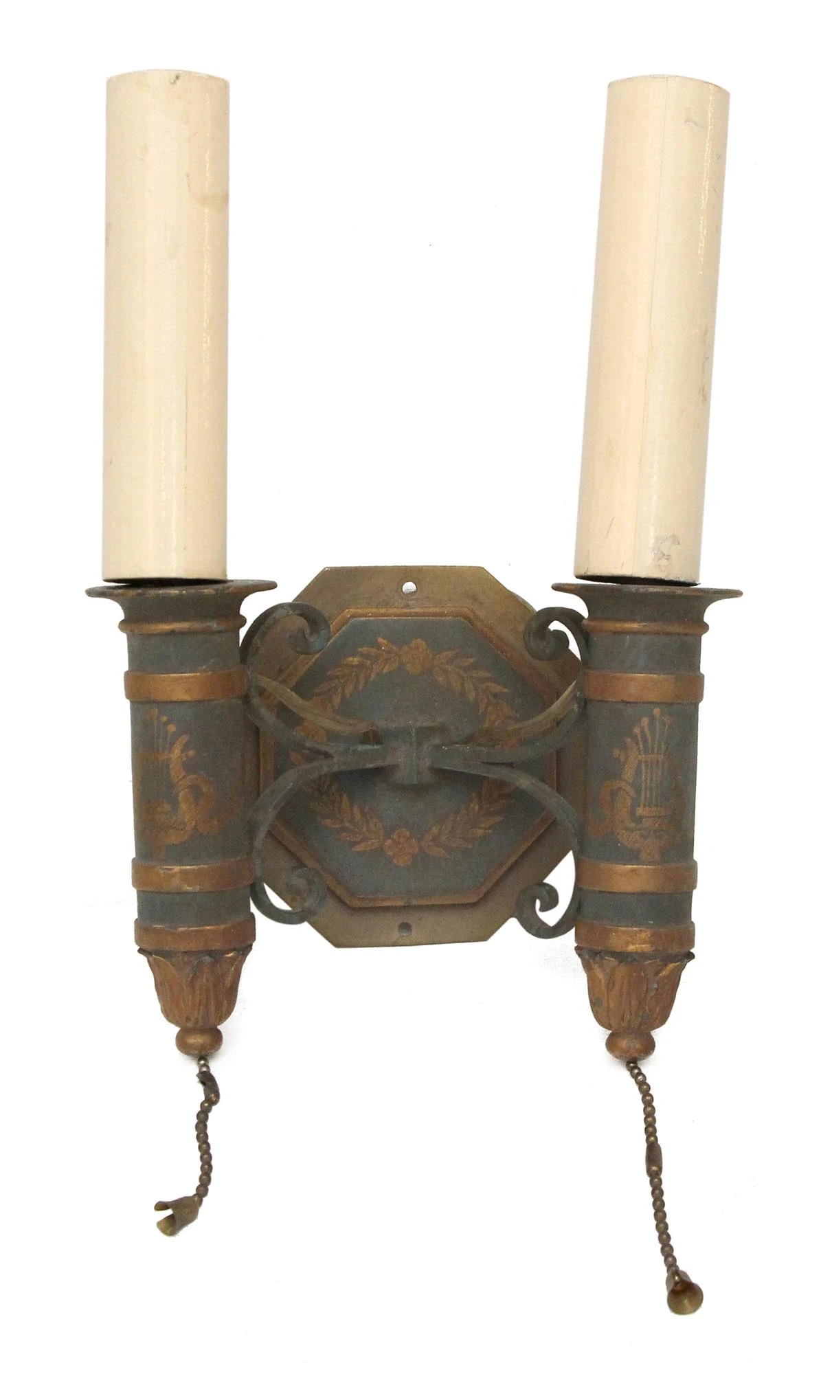Antique Victorian Toleware 2 Arm Wall Sconce 3 Antique Victorian Toleware 2 Arm Wall Sconce
