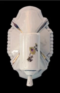 Antique White Porcelain Floral Bathroom Wall Sconce