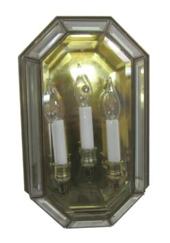 Contemporary 3 Lite Enclosed Beveled Glass Wall Sconce