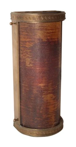 Contemporary Red Glass Bronze Greek Key Wall Sconce