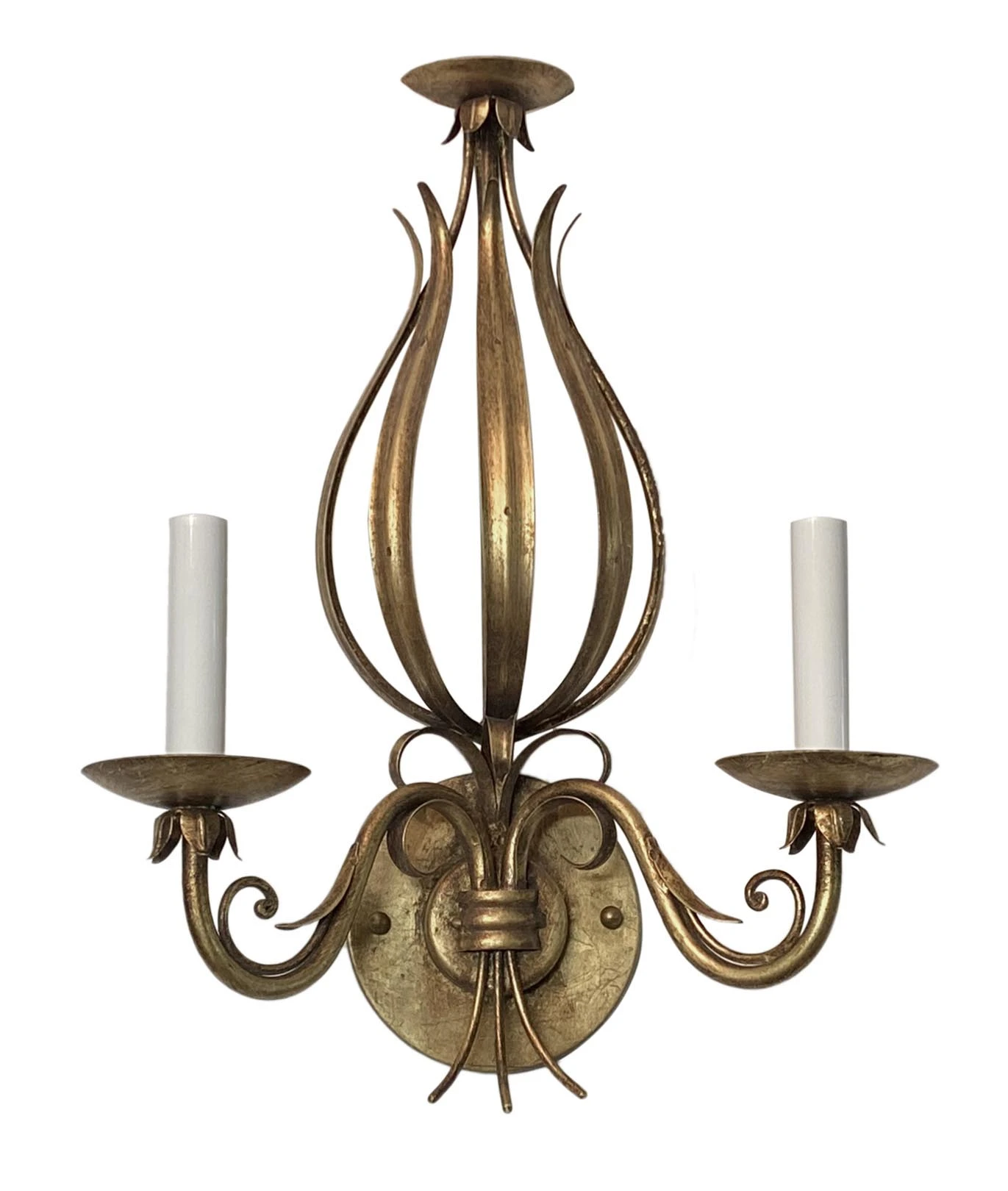 Florentine Wrought Iron Foliage Gold Gilt Wall Sconce 3 Florentine Wrought Iron Foliage Gold Gilt Wall Sconce