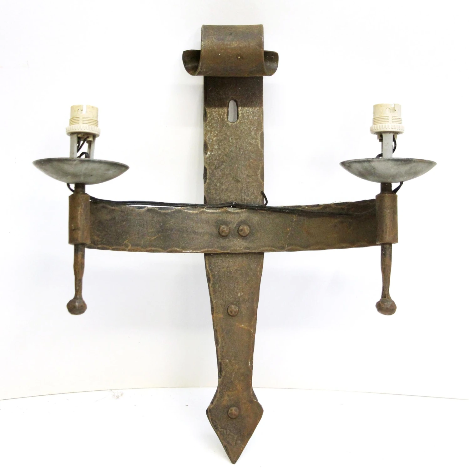Set Of Three Arts & Crafts Iron Wall Sconces 5 Set Of Three Arts & Crafts Iron Wall Sconces - Image 3