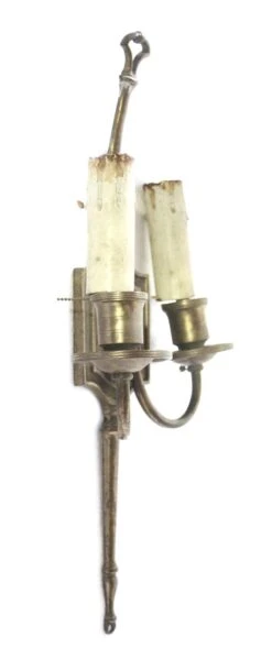 Antique Tall 2 Arm Brass Colonial Wall Sconces 8 Antique Tall 2 Arm Brass Colonial Wall Sconces -OGT Sale Store sconces wall lighting for sale l210162