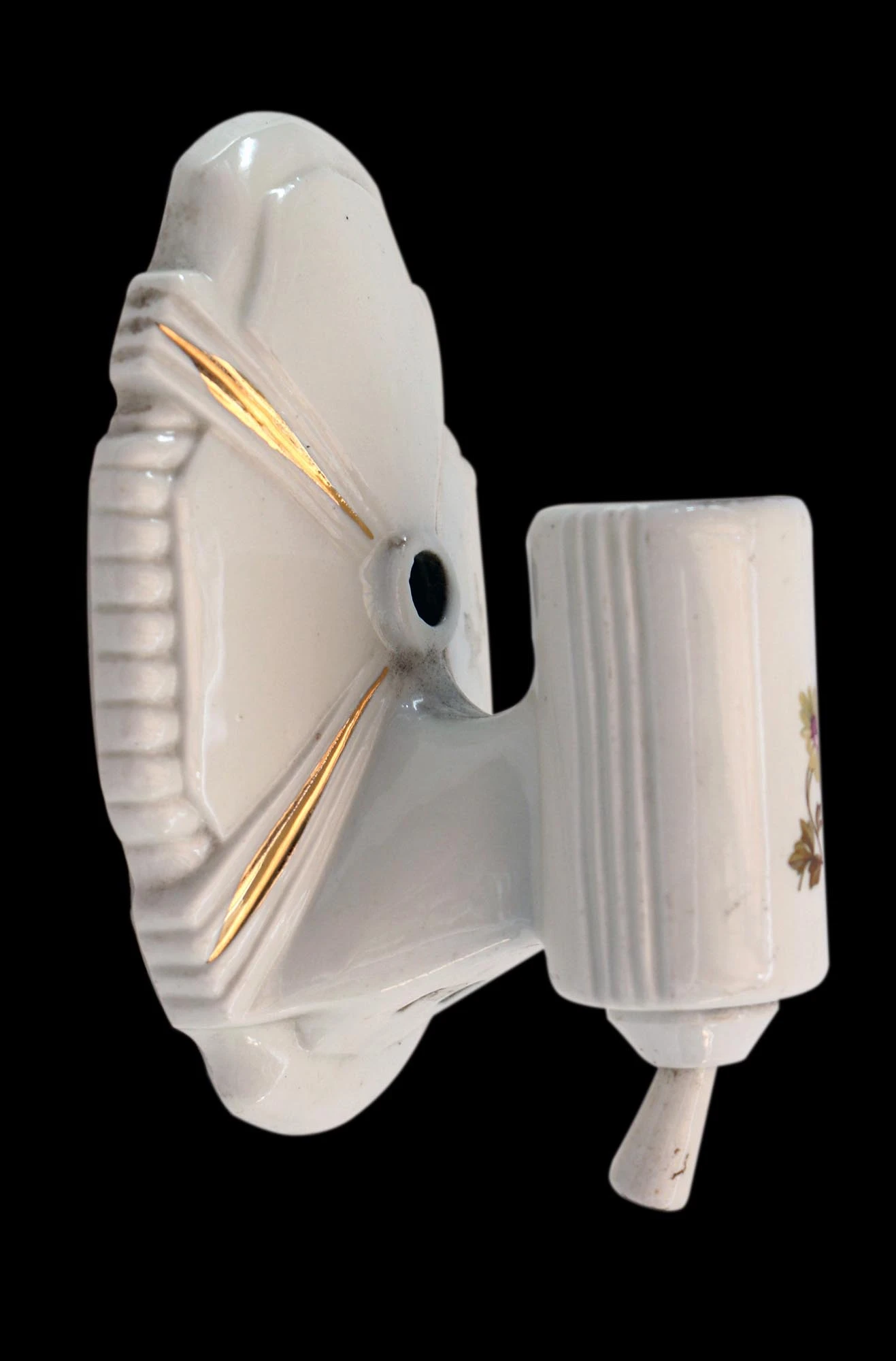 Antique White Porcelain Floral Bathroom Wall Sconce 5 Antique White Porcelain Floral Bathroom Wall Sconce - Image 3