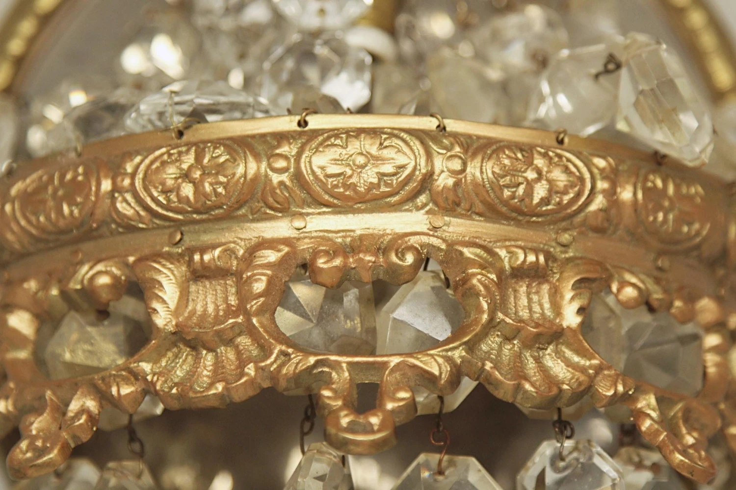 Pair Of Antique Mirrored Crystal Wall Sconces 5 Pair Of Antique Mirrored Crystal Wall Sconces - Image 3