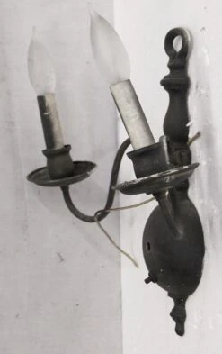 Set Of Black 2 Arm Brass Colonial Wall Sconces 8 Set Of Black 2 Arm Brass Colonial Wall Sconces -OGT Sale Store sconces wall lighting for sale m236646b