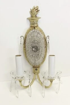 Restored French Bronze & Crystal Beaded Wall Sconces -OGT Sale Store sconces wall lighting for sale m238113