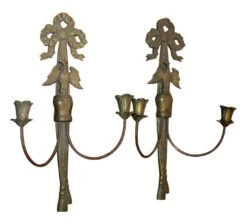 French Bronze Candlestick Sconces With Eagle Motif 8 French Bronze Candlestick Sconces With Eagle Motif -OGT Sale Store sconces wall lighting for sale m238117