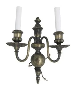 Pair Of 1920s Antique Silver Over Cast Brass Wall Sconces 10 Pair Of 1920s Antique Silver Over Cast Brass Wall Sconces -OGT Sale Store sconces wall lighting for sale n243406