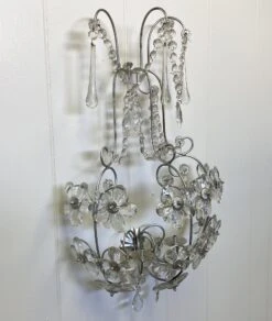 Large Silver Leaf & Floral Crystal Sconce 7 Large Silver Leaf & Floral Crystal Sconce -OGT Sale Store sconces wall lighting for sale p267837