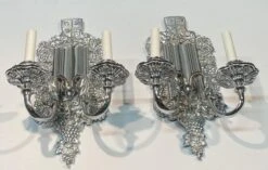 1900s Pair Of E.F Caldwell American Silvered Bronze Wall Sconces 10 1900s Pair Of E.F Caldwell American Silvered Bronze Wall Sconces -OGT Sale Store sconces wall lighting for sale p267855