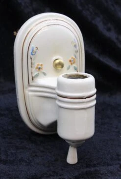 Single 1930s Ceramic Antique White Floral Wall Sconce -OGT Sale Store sconces wall lighting for sale q273545