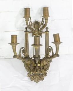 Pair Of 5 Arm Cast Bronze French Floral Figural Sconces 18 Pair Of 5 Arm Cast Bronze French Floral Figural Sconces -OGT Sale Store sconces wall lighting for sale q273637