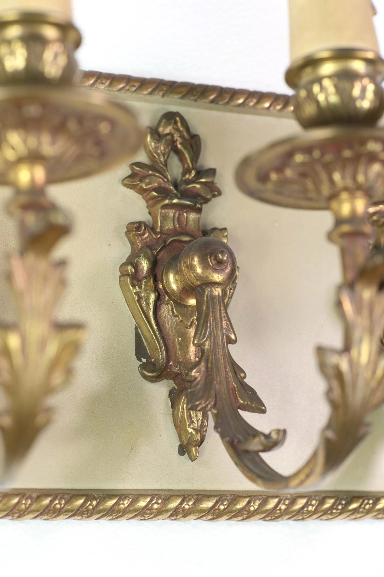 Pair Of French Brass Triple Light Floral Wall Sconces 5 Pair Of French Brass Triple Light Floral Wall Sconces - Image 3