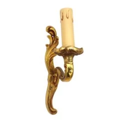 Pair Of French Gilded Bronze Single Arm Wall Sconces 13 Pair Of French Gilded Bronze Single Arm Wall Sconces -OGT Sale Store sconces wall lighting for sale q284387