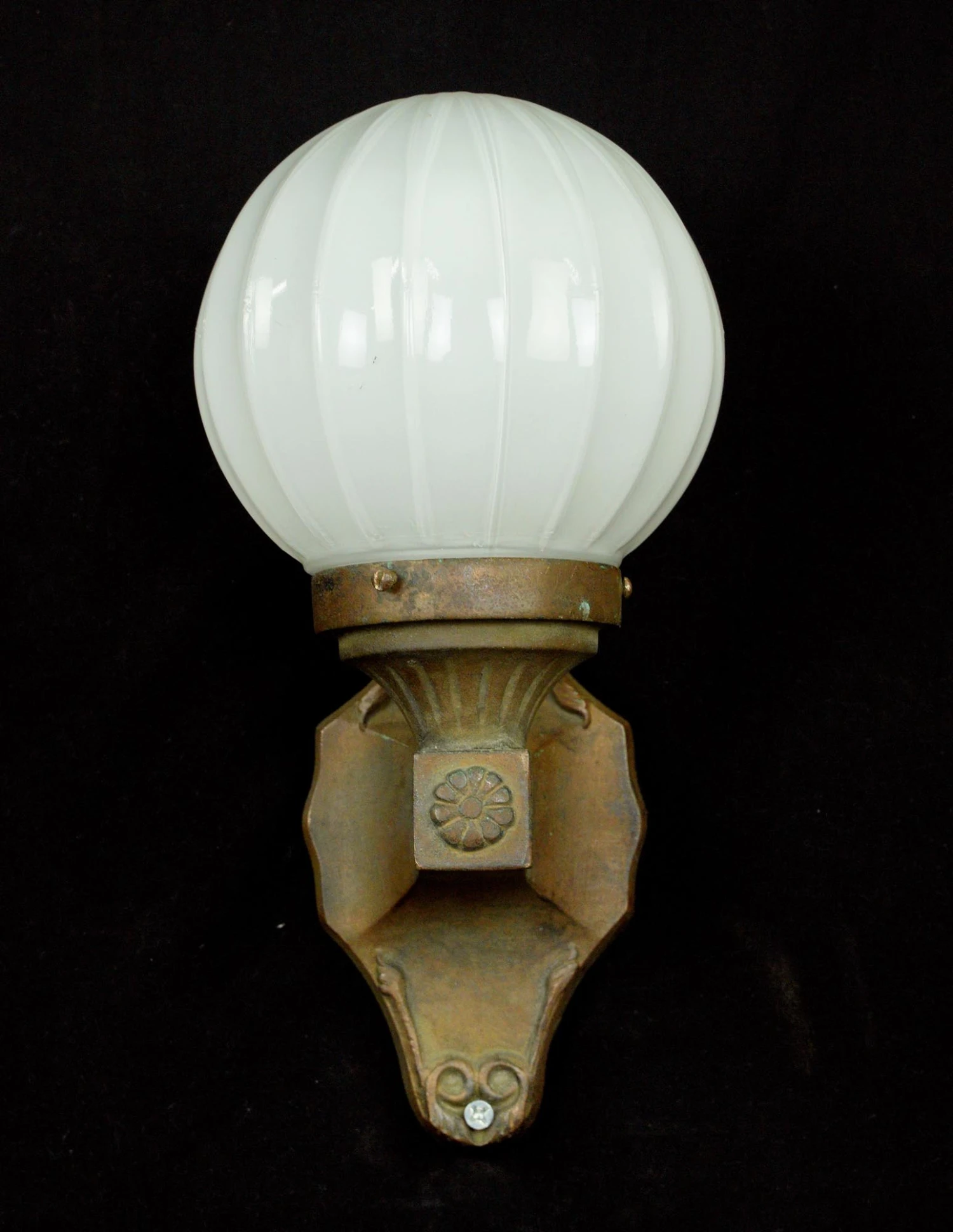 Traditional Bronze & White Glass Globe Wall Sconce 5 Traditional Bronze & White Glass Globe Wall Sconce - Image 3
