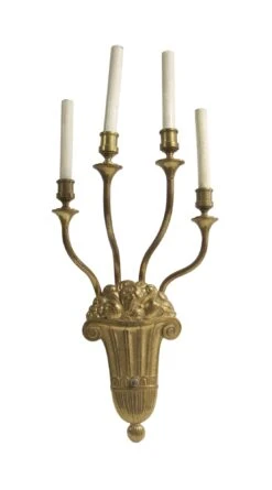 Hollywood Regency Large 4 Slender Arm Cast Brass Sconce