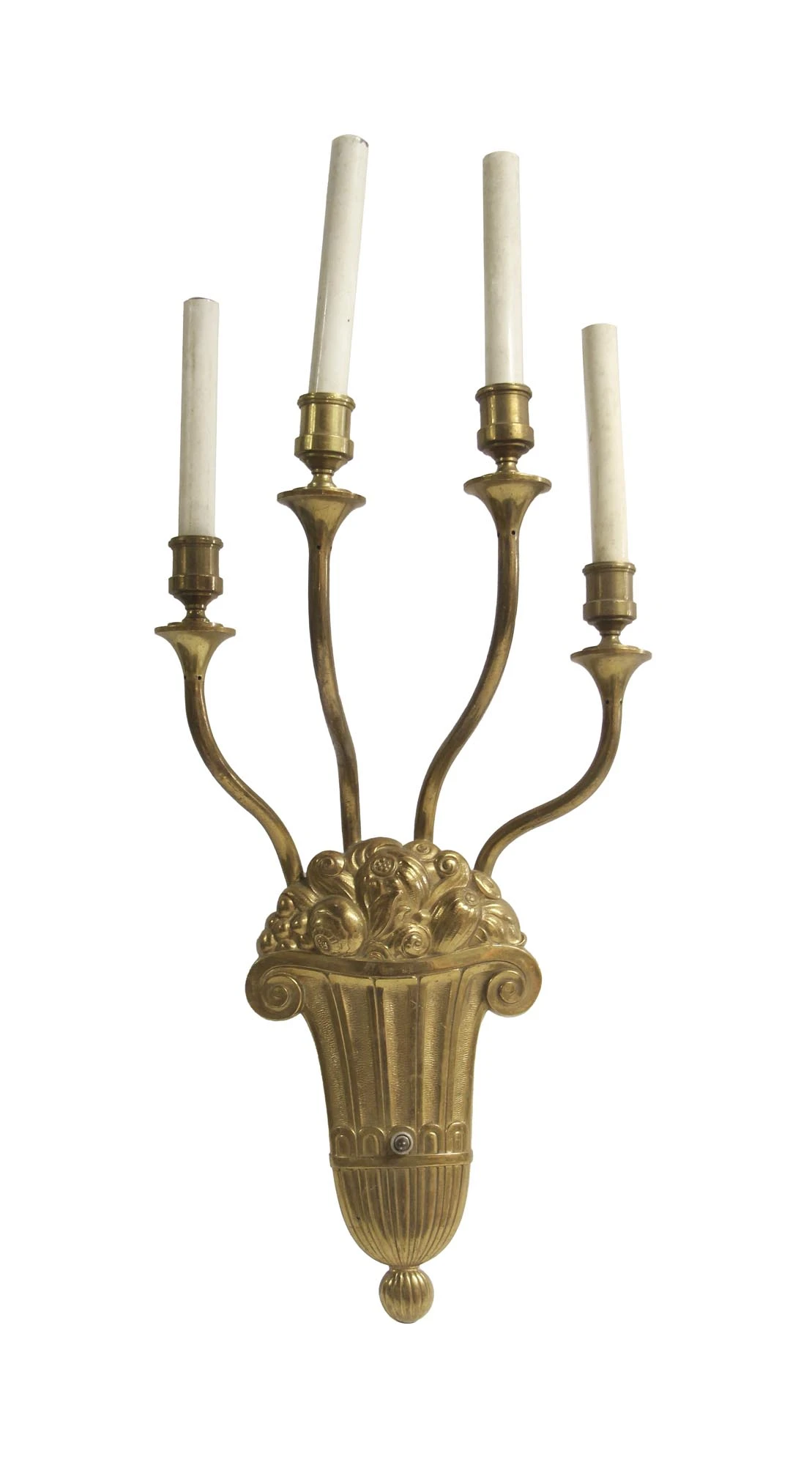 Hollywood Regency Large 4 Slender Arm Cast Brass Sconce 3 Hollywood Regency Large 4 Slender Arm Cast Brass Sconce
