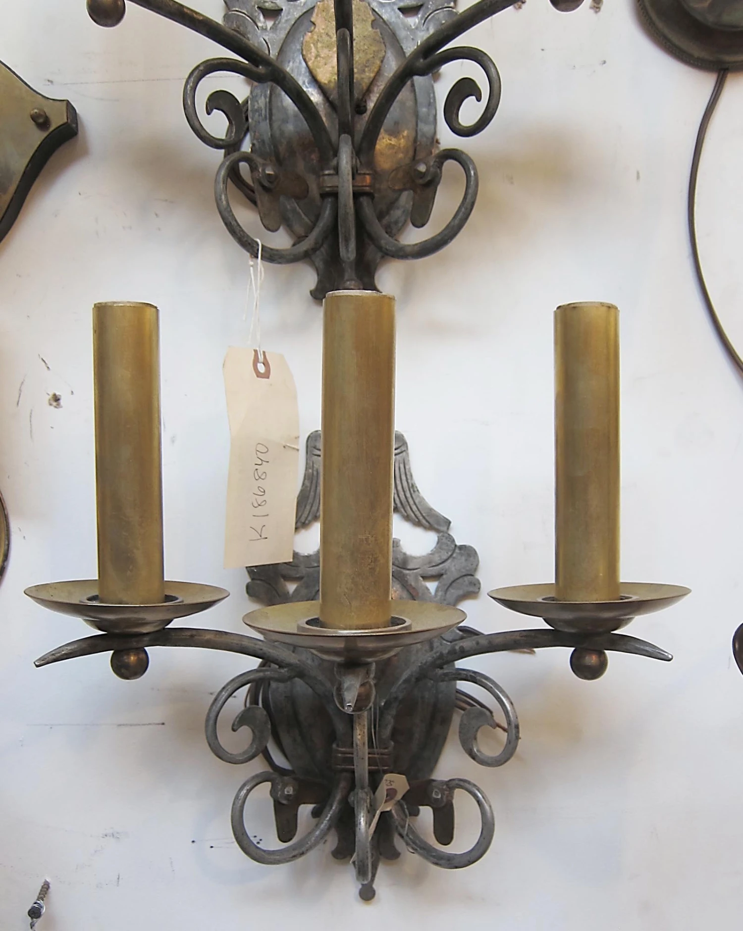 Pair Of Brass Three Arm Eagle Wall Sconces 4 Pair Of Brass Three Arm Eagle Wall Sconces - Image 2