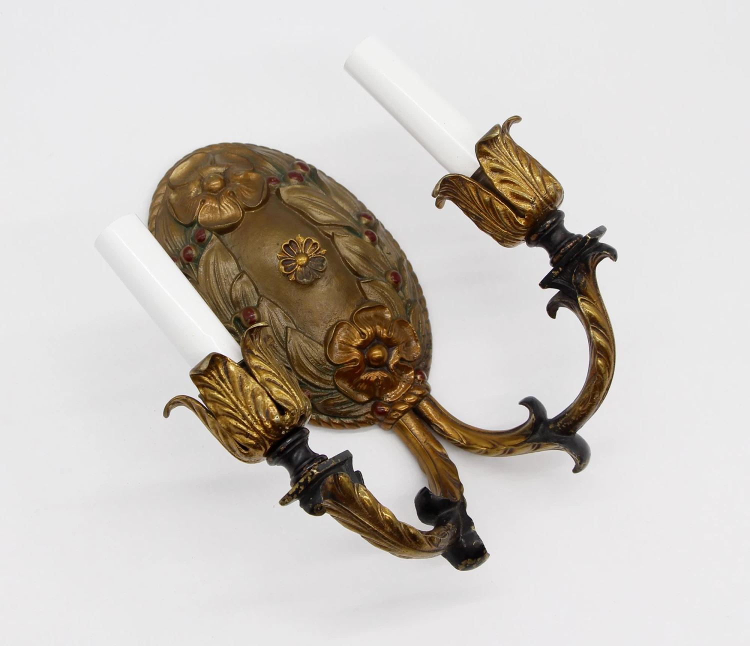 Antique French Floral Bronze Candle Sconce 4 Antique French Floral Bronze Candle Sconce - Image 2