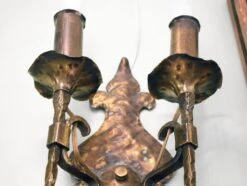 Pair Of Antique Arts & Crafts Wrought Iron Wall Sconces 8 Pair Of Antique Arts & Crafts Wrought Iron Wall Sconces -OGT Sale Store sconces wall lighting l207617