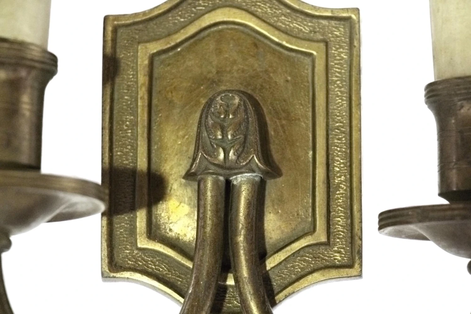 Antique Tall 2 Arm Brass Colonial Wall Sconces 4 Antique Tall 2 Arm Brass Colonial Wall Sconces - Image 2