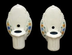 Pair Of Vintage White Floral Porcelain Wall Sconces 10 Pair Of Vintage White Floral Porcelain Wall Sconces -OGT Sale Store sconces wall lighting l210259