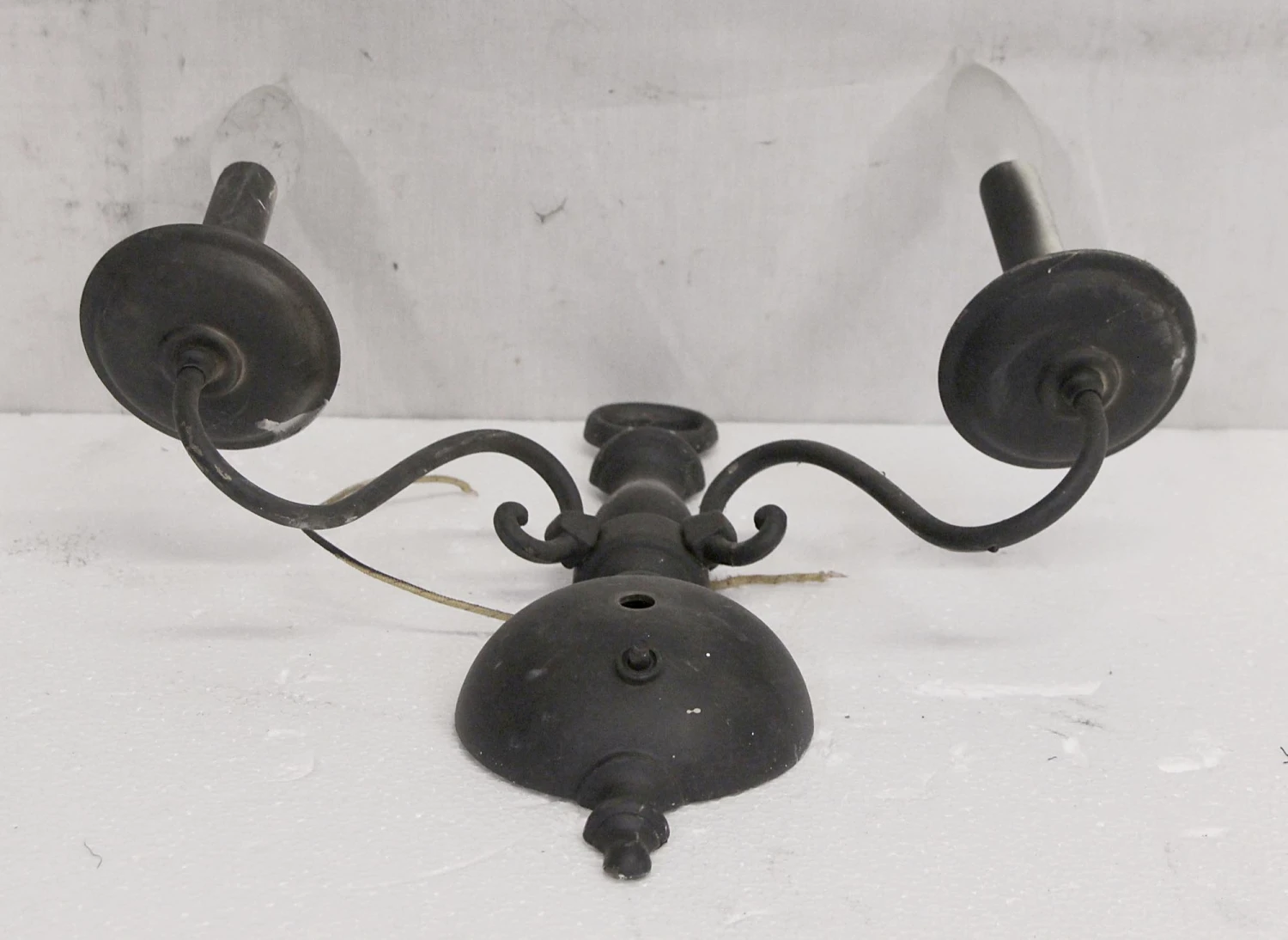 Set Of Black 2 Arm Brass Colonial Wall Sconces 4 Set Of Black 2 Arm Brass Colonial Wall Sconces - Image 2